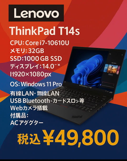 ThinkPad T14s core i7-10610u/RAM 32GB SSD 1TB WIN11